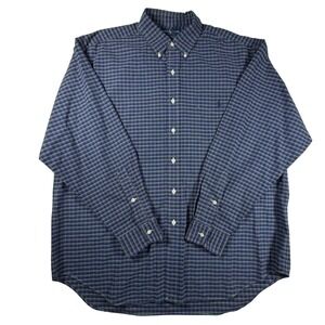 Ralph Lauren The Big Shirt Mens Large Blue Green Plaid Button Down Long Sleeve